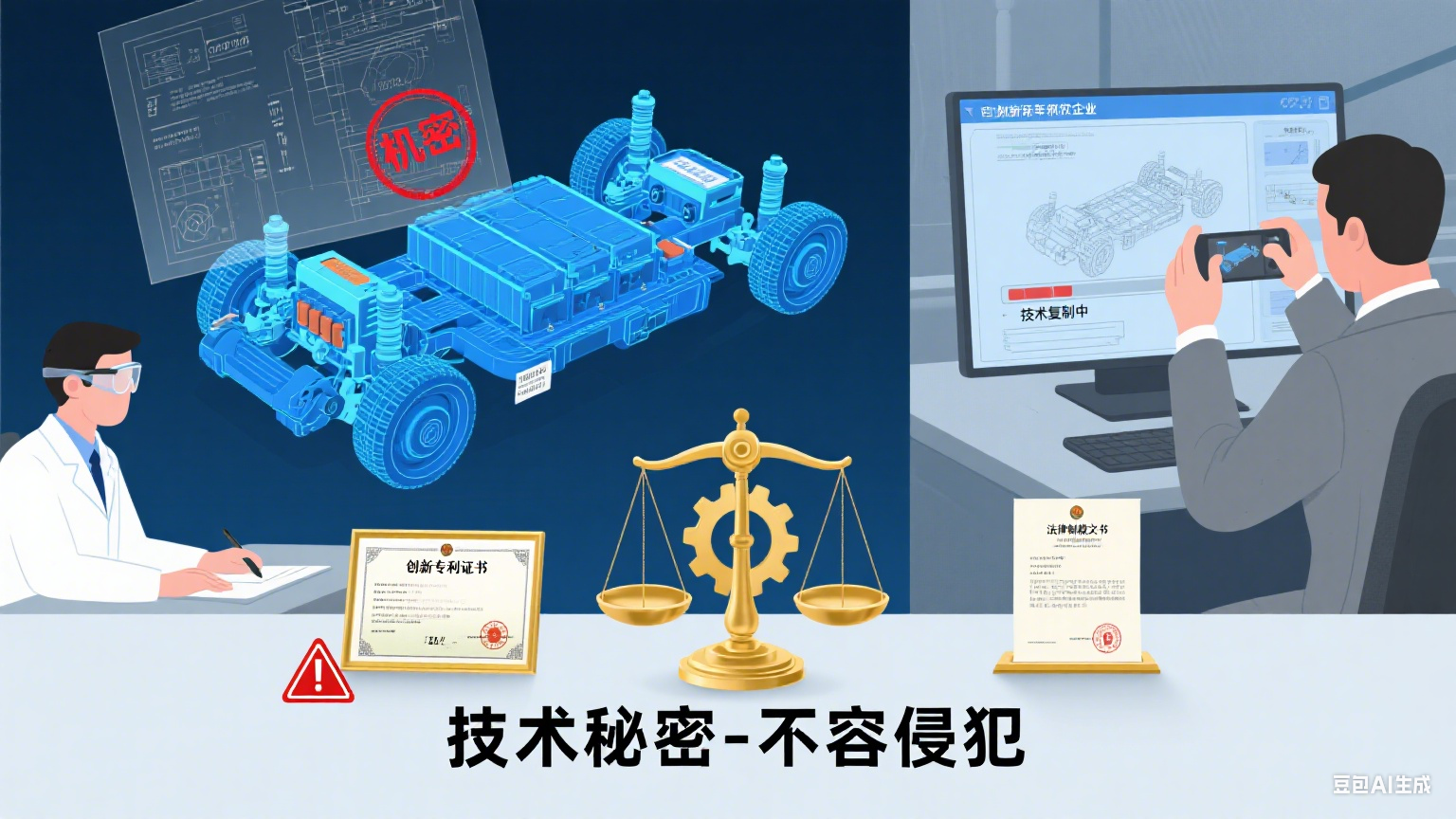 “新能源汽车底盘” 技术秘密侵权案：创新与法律的碰撞。